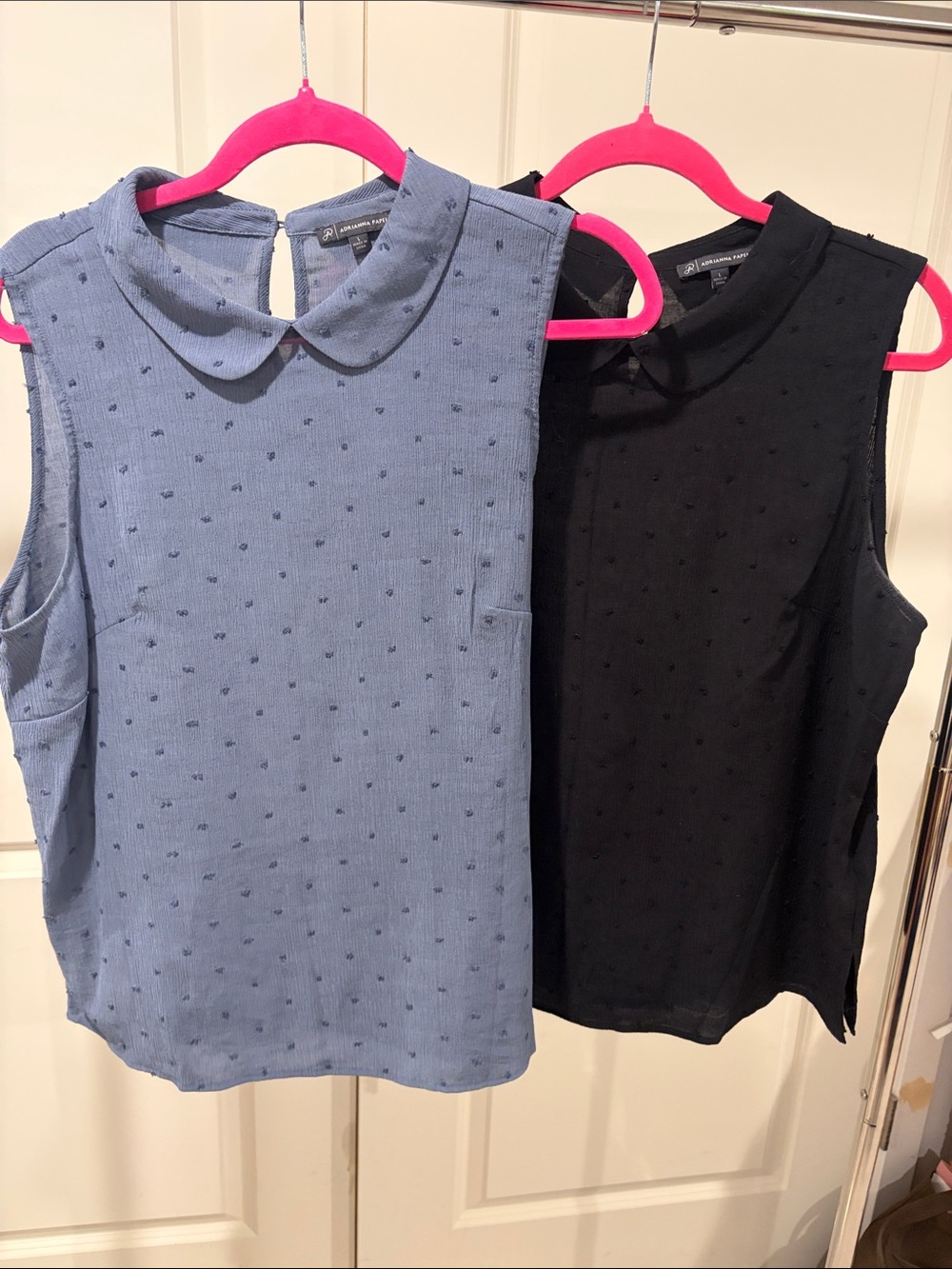 Adrianna Papell Sleeveless Peter Pan Collar Camisole in Blue and Black